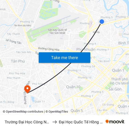 Trường Đại Học Công Nghiệp to Đại Học Quốc Tế Hồng Bàng map