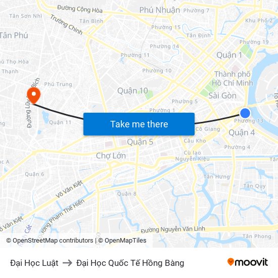 Đại Học Luật to Đại Học Quốc Tế Hồng Bàng map