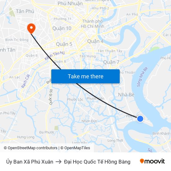 Ủy Ban Xã Phú Xuân to Đại Học Quốc Tế Hồng Bàng map