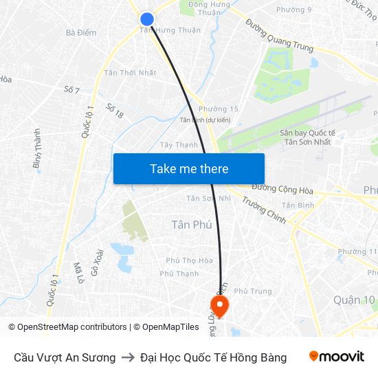 Cầu Vượt An Sương to Đại Học Quốc Tế Hồng Bàng map