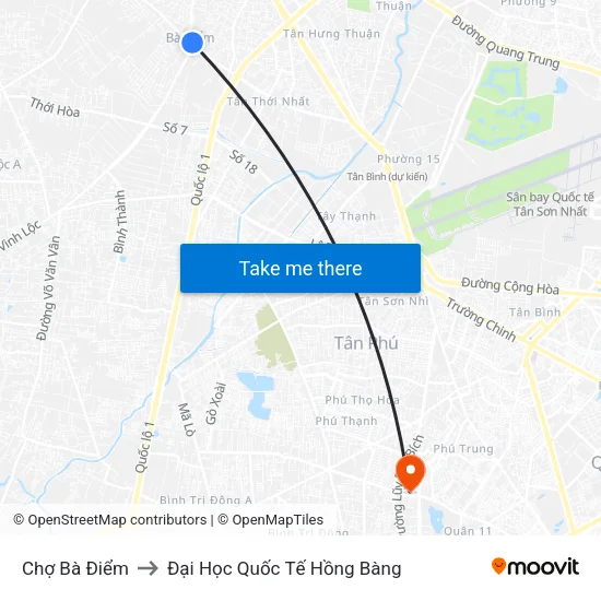 Chợ Bà Điểm to Đại Học Quốc Tế Hồng Bàng map