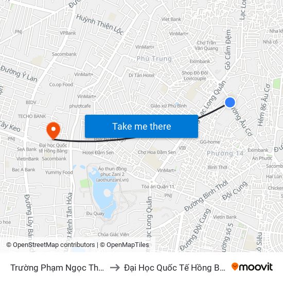 Trường Phạm Ngọc Thạch to Đại Học Quốc Tế Hồng Bàng map