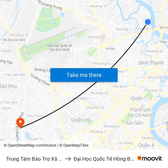 Trung Tâm Bảo Trợ Xã Hội to Đại Học Quốc Tế Hồng Bàng map