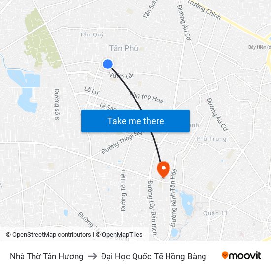 Nhà Thờ Tân Hương to Đại Học Quốc Tế Hồng Bàng map