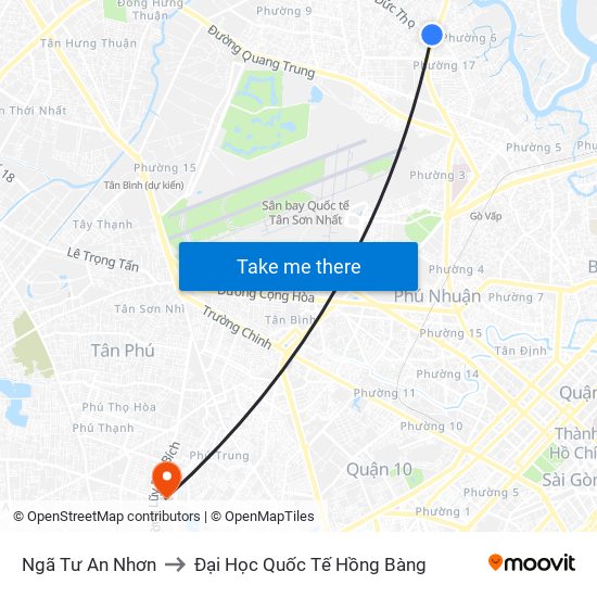 Ngã Tư An Nhơn to Đại Học Quốc Tế Hồng Bàng map