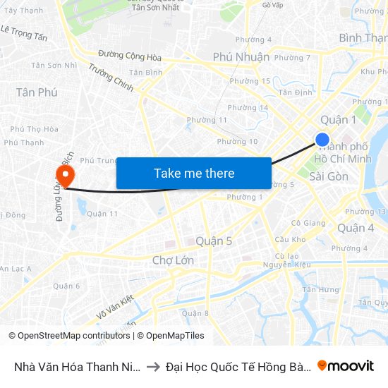 Nhà Văn Hóa Thanh Niên to Đại Học Quốc Tế Hồng Bàng map