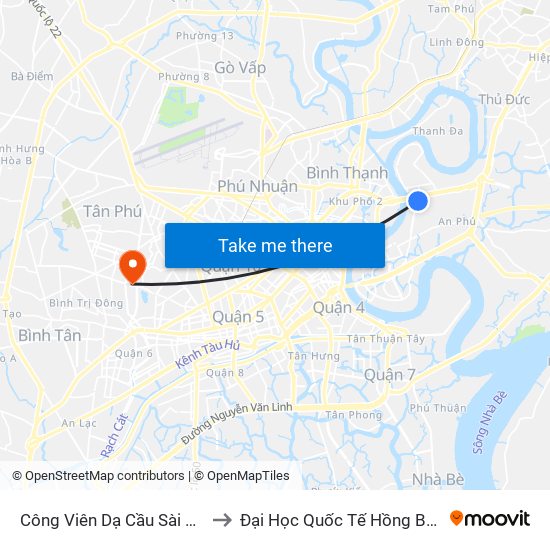 Công Viên Dạ Cầu Sài Gòn to Đại Học Quốc Tế Hồng Bàng map