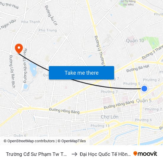 Trường Cđ Sư Phạm Tw Thành Phố to Đại Học Quốc Tế Hồng Bàng map