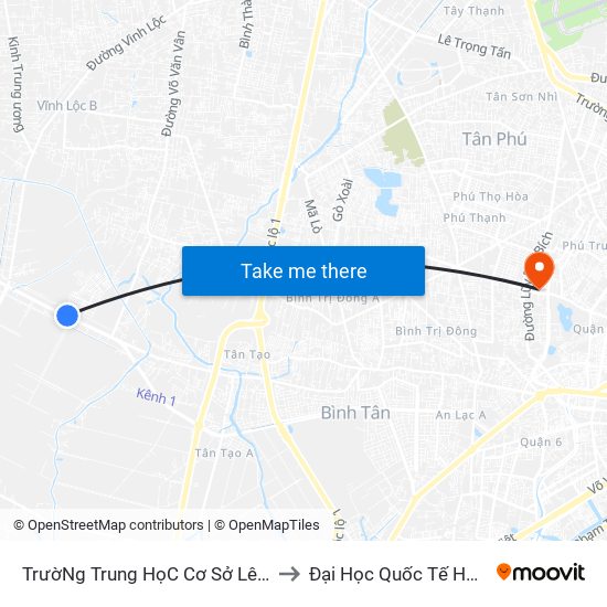 TrườNg Trung HọC Cơ Sở Lê Minh Xuân to Đại Học Quốc Tế Hồng Bàng map