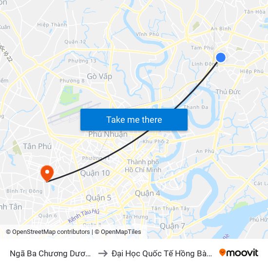 Ngã Ba Chương Dương to Đại Học Quốc Tế Hồng Bàng map