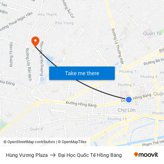 Hùng Vương Plaza to Đại Học Quốc Tế Hồng Bàng map