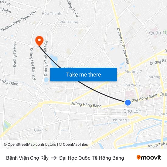 Bệnh Viện Chợ Rẫy to Đại Học Quốc Tế Hồng Bàng map