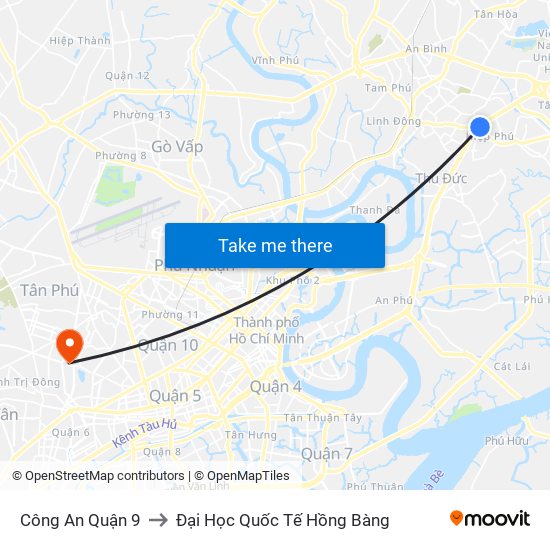 Công An Quận 9 to Đại Học Quốc Tế Hồng Bàng map