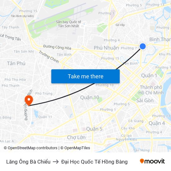 Lăng Ông Bà Chiểu to Đại Học Quốc Tế Hồng Bàng map