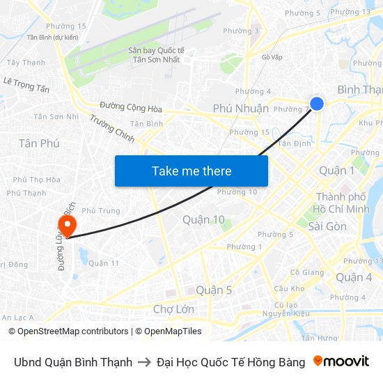 Ubnd Quận Bình Thạnh to Đại Học Quốc Tế Hồng Bàng map