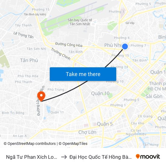 Ngã Tư Phan Xích Long to Đại Học Quốc Tế Hồng Bàng map