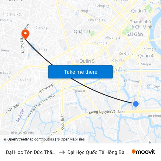 Đại Học Tôn Đức Thắng to Đại Học Quốc Tế Hồng Bàng map