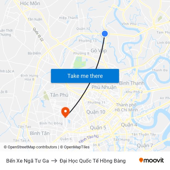 Bến Xe Ngã Tư Ga to Đại Học Quốc Tế Hồng Bàng map