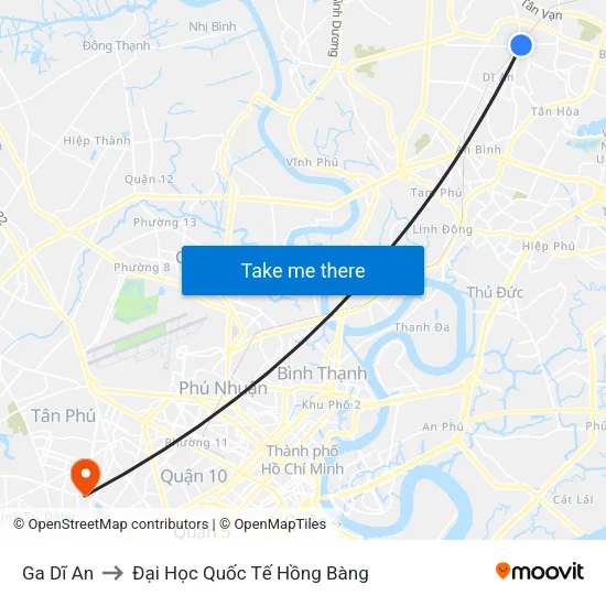Ga Dĩ An to Đại Học Quốc Tế Hồng Bàng map