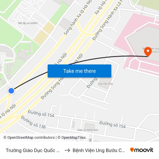 Trường Giáo Dục Quốc Phòng to Bệnh Viện Ung Bướu Cơ Sở 2 map