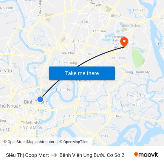 Siêu Thị Coop Mart to Bệnh Viện Ung Bướu Cơ Sở 2 map