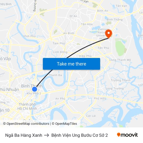 Ngã Ba Hàng Xanh to Bệnh Viện Ung Bướu Cơ Sở 2 map