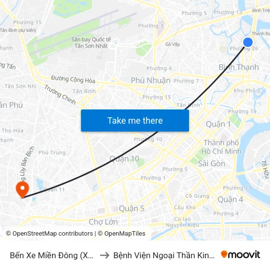 Bến Xe Miền Đông (Xe Khách) to Bệnh Viện Ngoại Thần Kinh Quốc Tế map