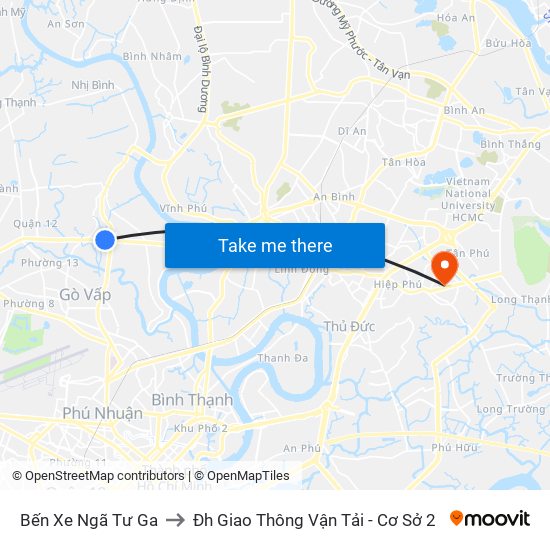 Bến Xe Ngã Tư Ga to Đh Giao Thông Vận Tải - Cơ Sở 2 map