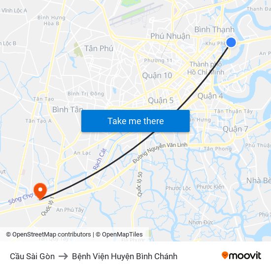 Cầu Sài Gòn to Bệnh Viện Huyện Bình Chánh map