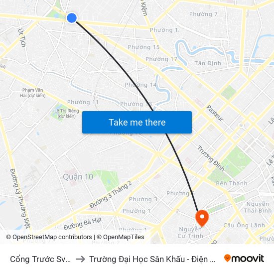 Cổng Trước Svđ Quân Khu 7 to Trường Đại Học Sân Khấu - Điện Ảnh Thành Phố Hồ Chí Minh map