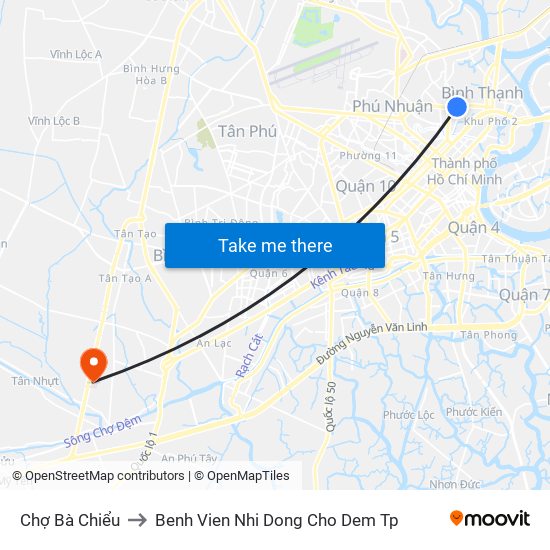 Chợ Bà Chiểu to Benh Vien Nhi Dong Cho Dem Tp map