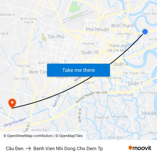 Cầu Đen to Benh Vien Nhi Dong Cho Dem Tp map
