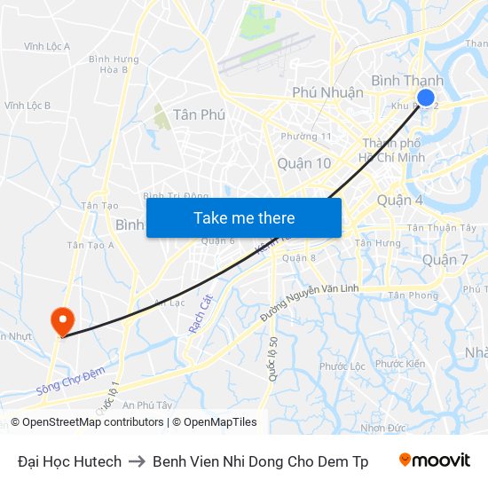 Đại Học Hutech to Benh Vien Nhi Dong Cho Dem Tp map