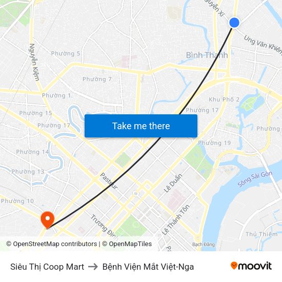Siêu Thị Coop Mart to Bệnh Viện Mắt Việt-Nga map