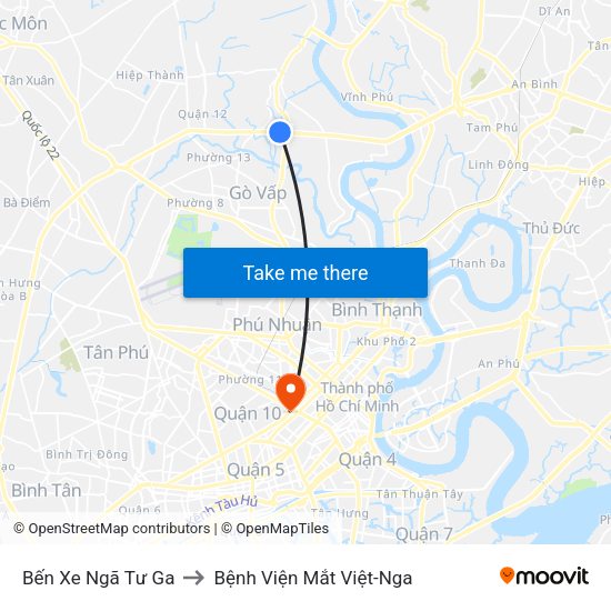 Bến Xe Ngã Tư Ga to Bệnh Viện Mắt Việt-Nga map