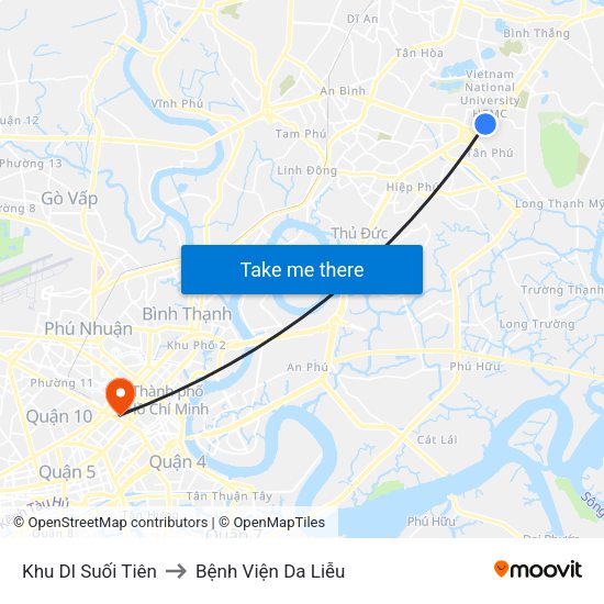 Khu Dl Suối Tiên to Bệnh Viện Da Liễu map