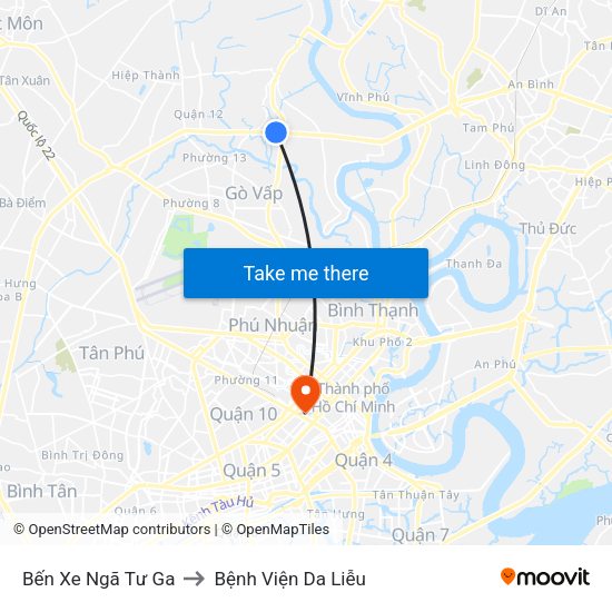 Bến Xe Ngã Tư Ga to Bệnh Viện Da Liễu map