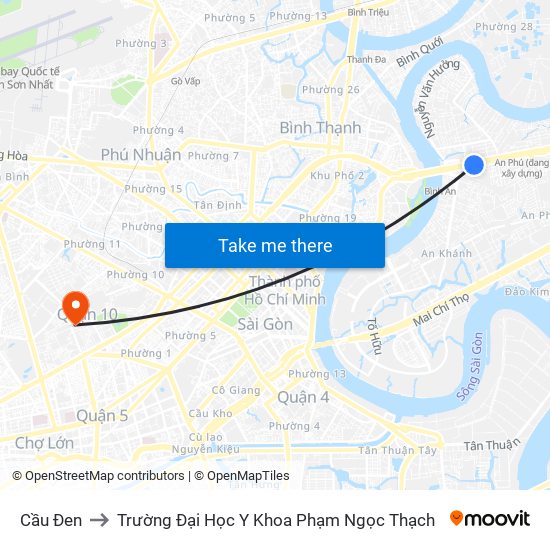 Cầu Đen to Trường Đại Học Y Khoa Phạm Ngọc Thạch map