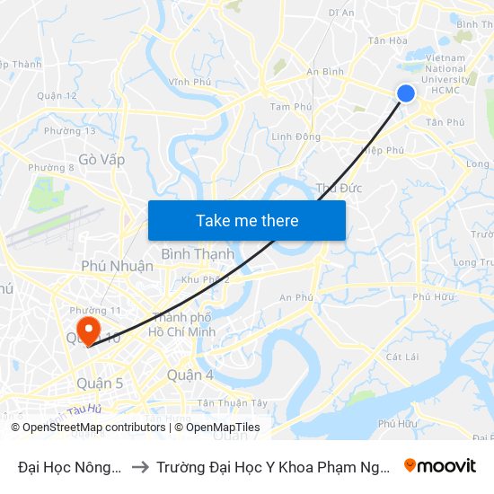 Đại Học Nông Lâm to Trường Đại Học Y Khoa Phạm Ngọc Thạch map