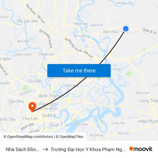 Nhà Sách Đồng Nai to Trường Đại Học Y Khoa Phạm Ngọc Thạch map