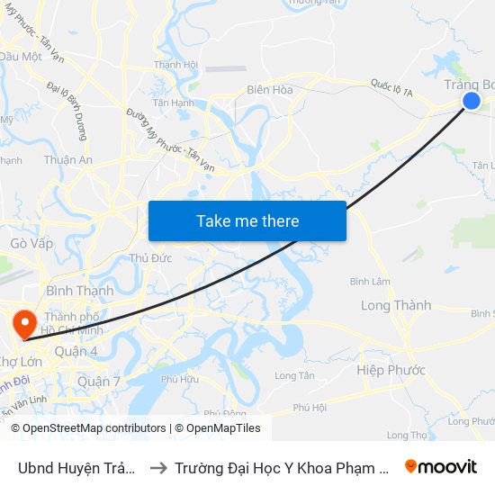 Ubnd Huyện Trảng Bom to Trường Đại Học Y Khoa Phạm Ngọc Thạch map