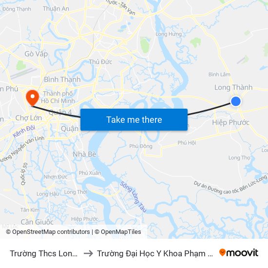 Trường Thcs Long Thành to Trường Đại Học Y Khoa Phạm Ngọc Thạch map