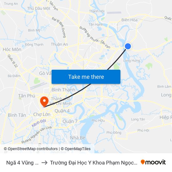 Ngã 4 Vũng Tàu to Trường Đại Học Y Khoa Phạm Ngọc Thạch map