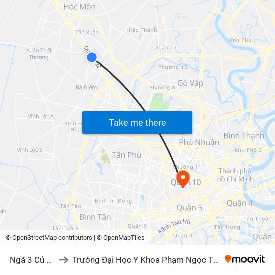 Ngã 3 Củ Cải to Trường Đại Học Y Khoa Phạm Ngọc Thạch map