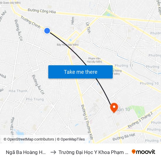 Ngã Ba Hoàng Hoa Thám to Trường Đại Học Y Khoa Phạm Ngọc Thạch map