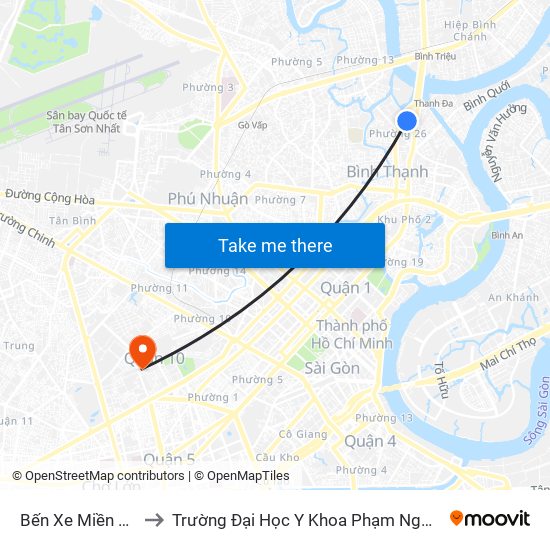 Bến Xe Miền Đông to Trường Đại Học Y Khoa Phạm Ngọc Thạch map