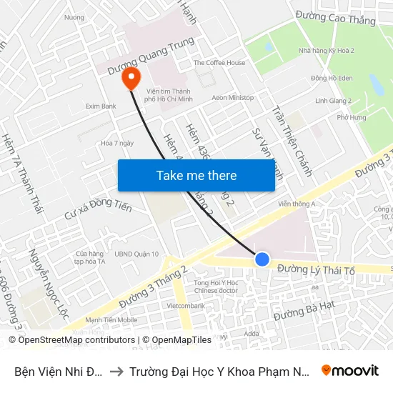 Bện Viện Nhi Đồng 1 to Trường Đại Học Y Khoa Phạm Ngọc Thạch map