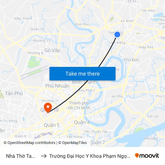 Nhà Thờ Tam Hà to Trường Đại Học Y Khoa Phạm Ngọc Thạch map