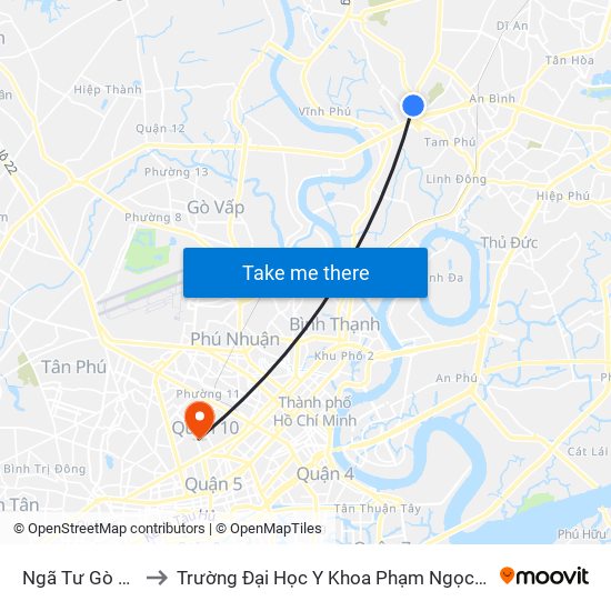 Ngã Tư Gò Dưa to Trường Đại Học Y Khoa Phạm Ngọc Thạch map