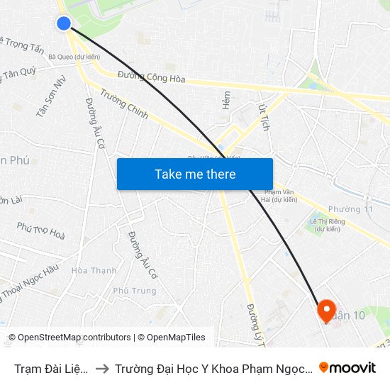 Trạm Đài Liệt Sỹ to Trường Đại Học Y Khoa Phạm Ngọc Thạch map